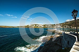 View of Marina at the Andros island, Aegean sea.