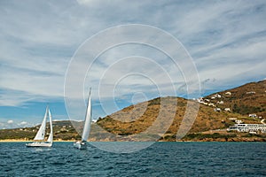 View of Marina at the Andros island, Aegean sea.