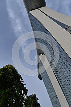 View of Marina Bay Sands, an integrated resort fronting Marina Bay in Singapore