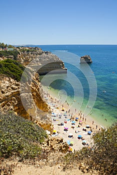 View of the Marina Beach (Praia da Marinha) in Lagoa, Faro District, Algarve, Southern Portugal