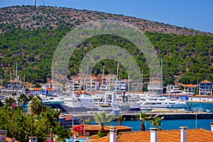 View of the marina in Cesme, Turkey