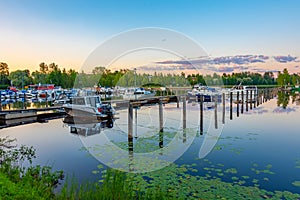 View of a marina in Kuopio, Finland. photo