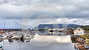 View of the marina and Port of Bronnoysund in Norway