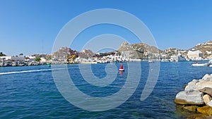 View of the Marina, restaurants and tourist area in Cabo San Lucas, southern tip of the Baja California peninsula in Mexico