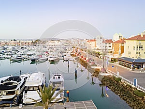 View of marina in touristic Vilamoura in Algarve, Portugal