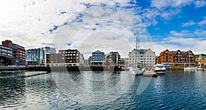 View of a marina in Tromso, North Norway