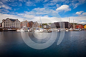 View of a marina in Tromso, North Norway