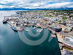 View of a marina in Tromso, North Norway