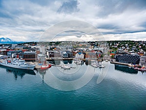 View of a marina in Tromso, North Norway