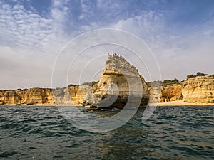 View of Marinha beach from a boat. Algarve, Portugal