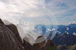 View from Marmolada mountain, Alps, Italy