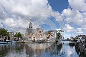 View on the Marnixkade and the Groote Kerk, Maassluis, Holland photo