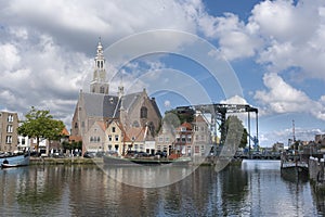 View on the Marnixkade and the Groote Kerk, Maassluis, Holland photo