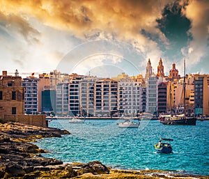 View on Marsamxett Harbour and Valletta