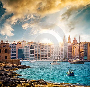 View on Marsamxett Harbour and Valletta