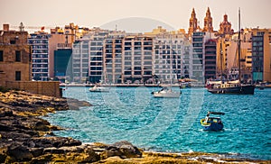 View on Marsamxett Harbour and Valletta