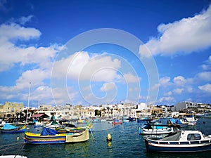 View of Marsaxlokk harbor in Malta