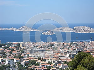 View of Marseille from Notre Dame de la Garde Cathedral, Provence France