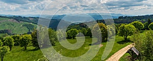 View from Martakov kopec hill in Javorniky mountains in Slovakia during beautiful springtime day