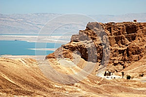 View of Masada and Dead Sea photo