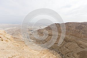 View from Masada in Israel to the dead sea Israel