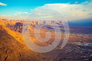 View from Masada at the valley and Dead Sea