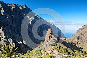 View of Masca village on the island of Tenerife, Canary Islands, Spain