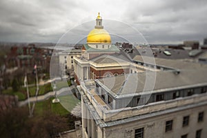 View upon Massachusetts state house and News service., Boston.