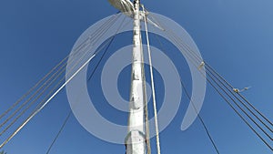 View of mast with sail on felucca boat