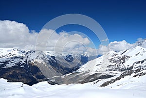 View of Matehorn Peak covered with snow