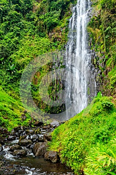 View of Materuni waterfall on foot of the Kilimanjaro mountain in Tanzania