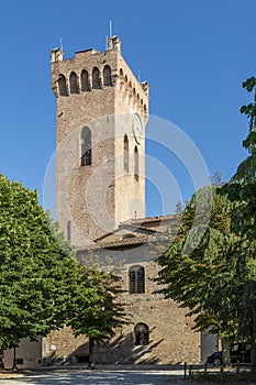 View of the Matilde tower, bell tower next to the Cathedral of San Miniato, Pisa, Italy photo