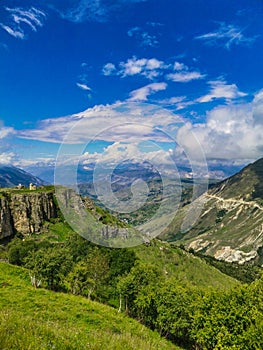 View of the Matlas plateau. Khunzakhsky district. Dagestan Russia 2021