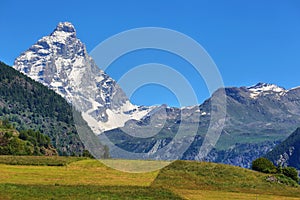 View of the Matterhorn Cervino in a beautiful summer day, Italy