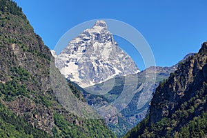 View of the Matterhorn Cervino in a beautiful summer day, Italy