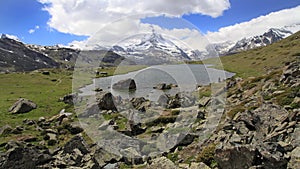 View of the Matterhorn and Lake Stellisee, Switzerland