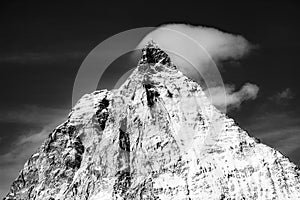 view of Matterhorn peak against blue sky Swiss Alps