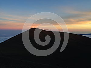 View from Mauna Kea Mountain during Sunset on Big Island in Hawaii.