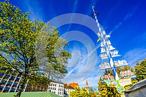 View on Maypole at Viktualienmarkt in Munich, Germany photo