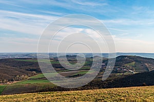 View from meadow bellow Devin hill summit in Palava mountains in Czech republic