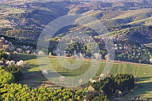 View from meadows near Budina village in Ostrozky mountains in Slovakia