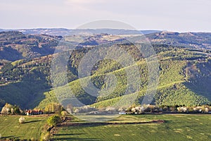 View from meadows near Budina village in Ostrozky mountains in Slovakia