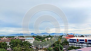 View of Medan city with Bukit Barisan mountains background