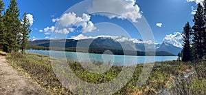 The view from the Medicine Lake Lookout in Jasper Narional Park along the Maligne Lake Road photo