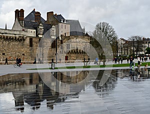 View of the medieval castle of the dukes of Breton, Nantes, France.