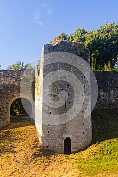 View of medieval castle walls