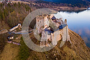 View of medieval Czorsztyn castle.