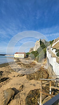 View of Medieval Fort Forte De Sao Clemente Over the Mira River Vila Nova De Milfontes, Portugal, Rota Vicentina Coast