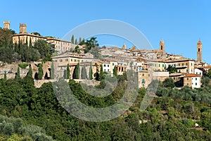 View of the medieval town of Montalcino. Italy