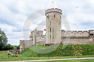 View of the medieval Warwick Castle tower and gatehouse. Warwick